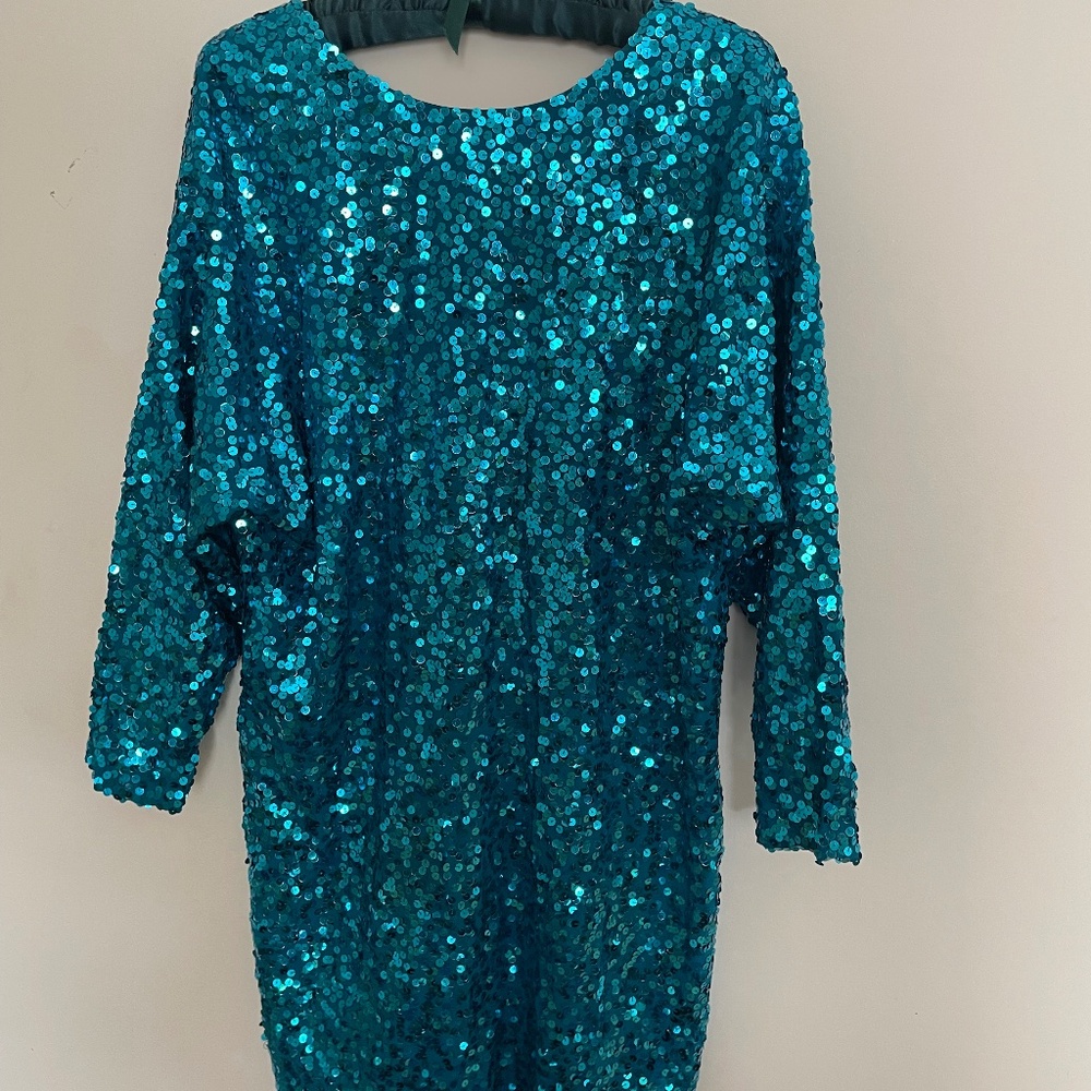 Vintage Turquoise Sequin Dress…Purchased in 1985….